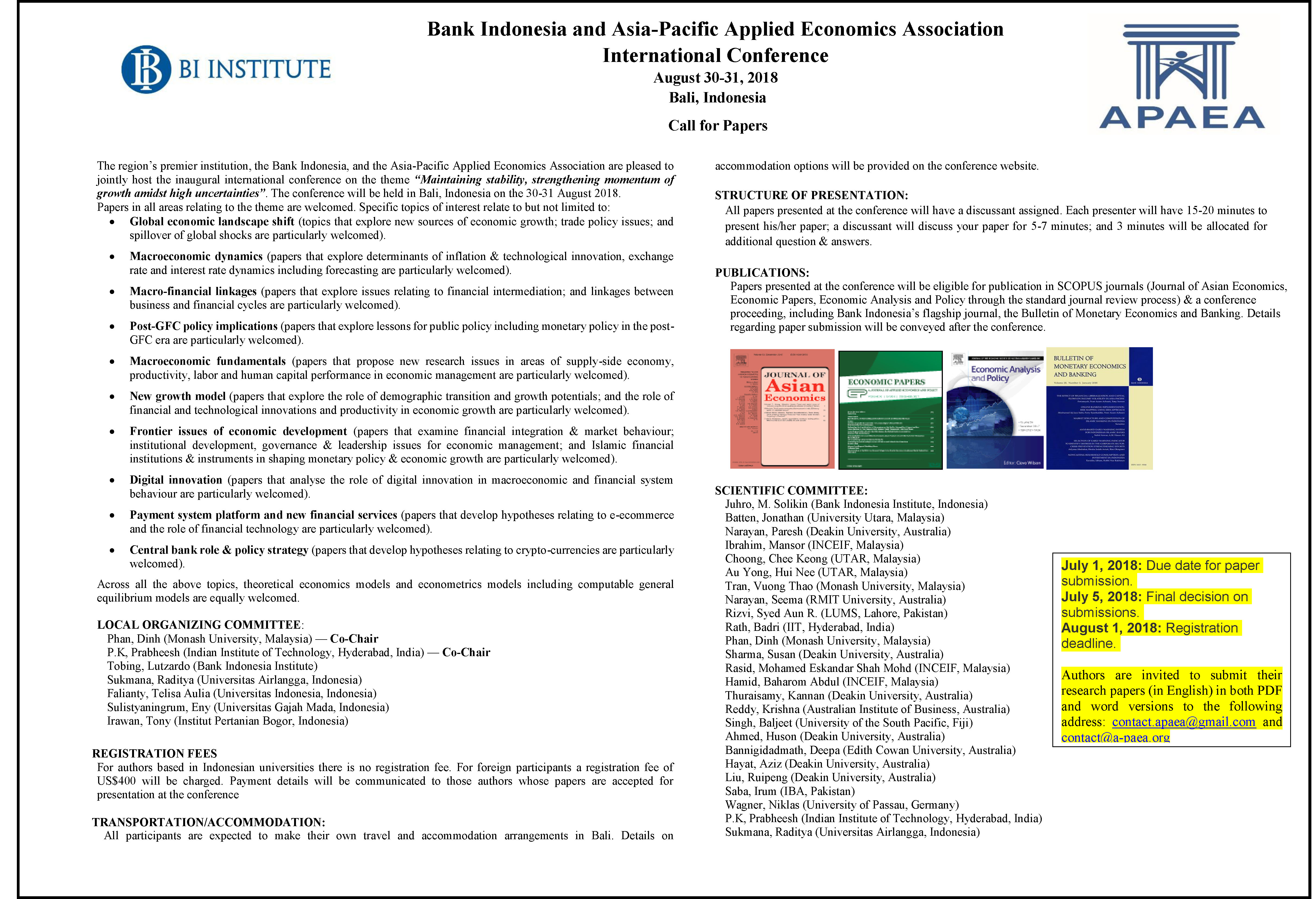 Call for Papers International Conference Bank Indonesia and Asia ...